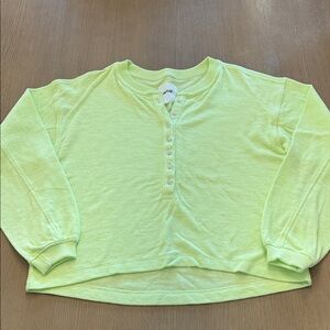 Aerie NeonGreen Thermal Cropped Shirt Size Small